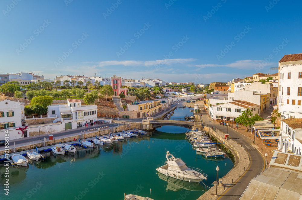 View on Canal des Horts at Ciutadella de Menorca, Spain.