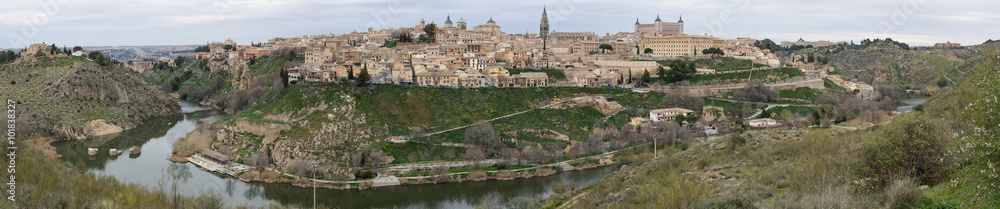 Panoramic view of Toledo and Tagus river, Spain