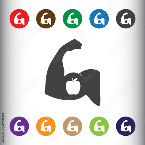 Strong arm with apple icon