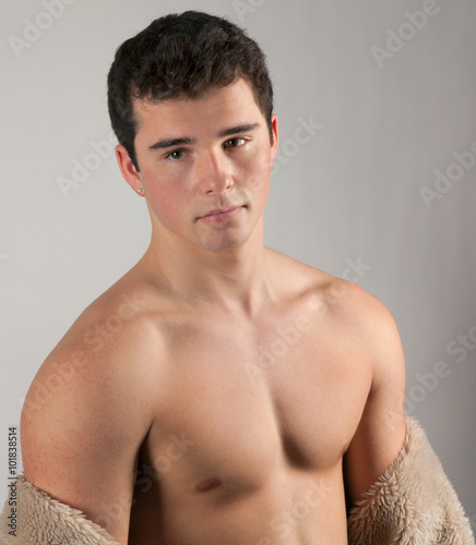 Fit Teenage Boy With Bare Chest Stock Photo | Adobe Stock