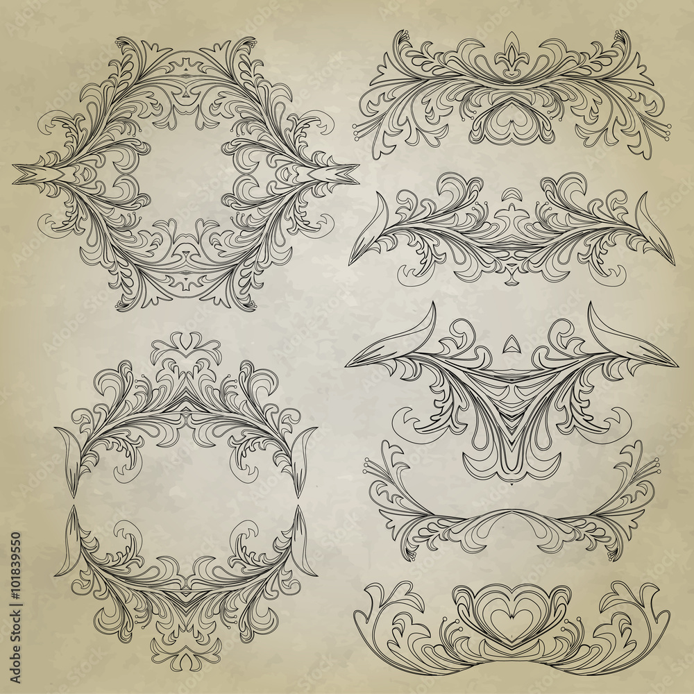 Naklejka premium Vintage floral frame. Element for design.