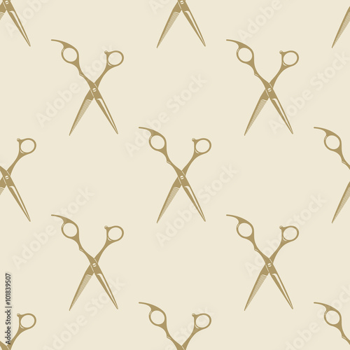 Scissors pattern tile background seamless vintage barber shop symbol emblem label collection