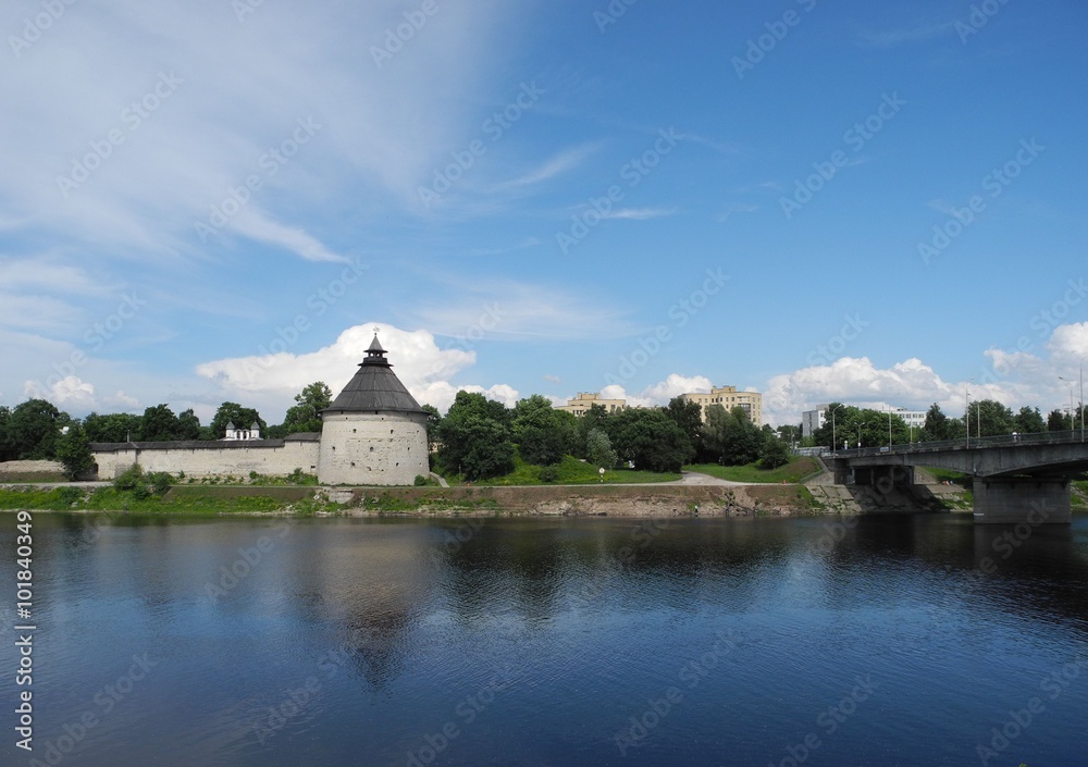 Pskov Kremlin Krom and River Great. Pskov Kremlin Krom and River Great.