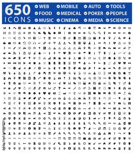 650 icons set, pack for web and mobile