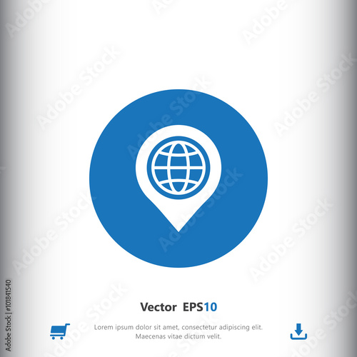 Pin with globe icon