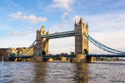 View of the famous London Tower bridge in a sunny day