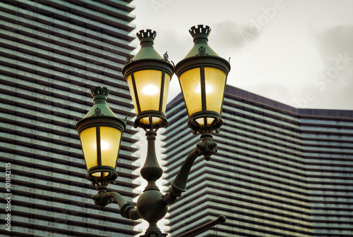 Photography Electric street lamp in the evening, Las Vegas, USA