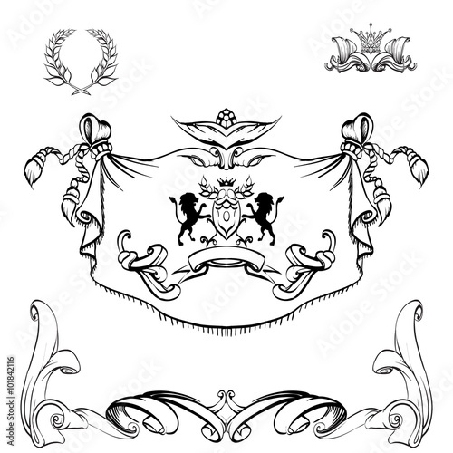 heraldry background for the logo, emblem, lion and shield cloth,
