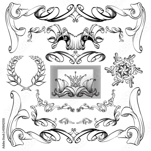 decorative elements in vintage style for decoration layout, fram