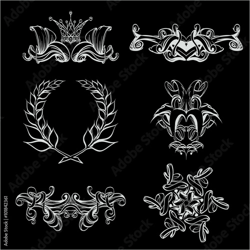 decorative elements in vintage style for decoration layout, fram