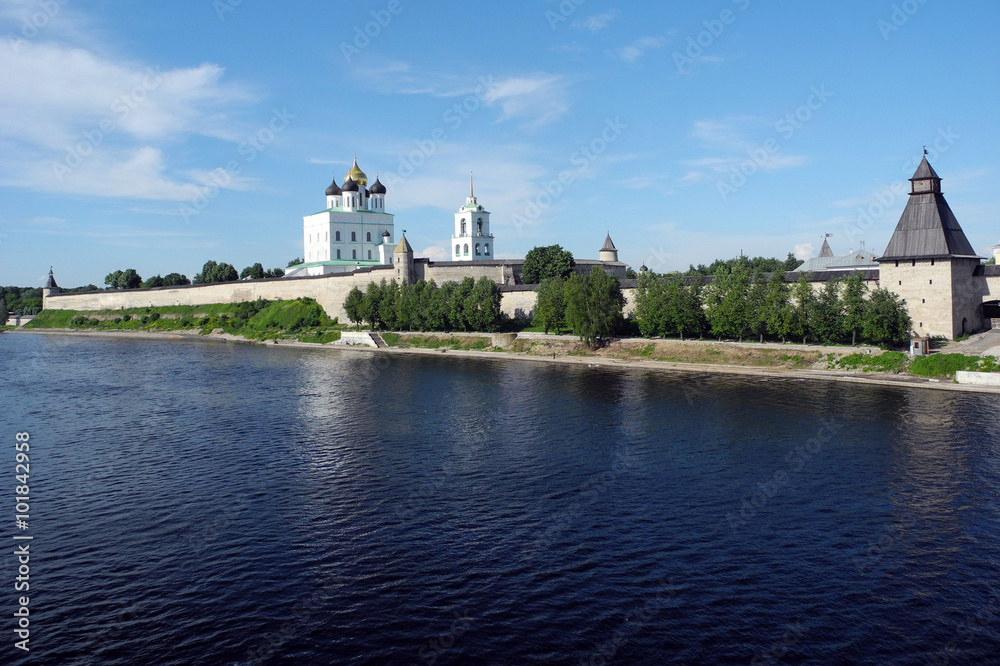 Great River, Holy Trinity Cathedral in Pskov Krom.