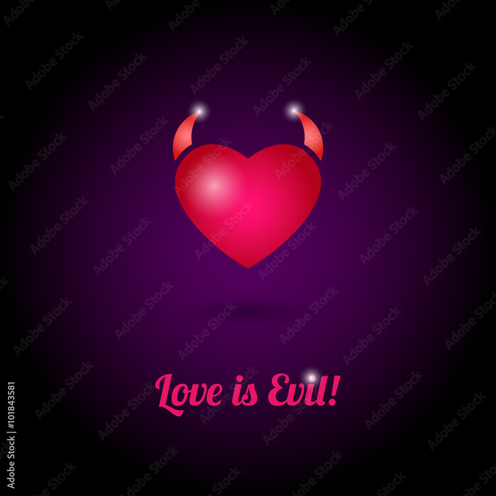 One red heart on a purple background