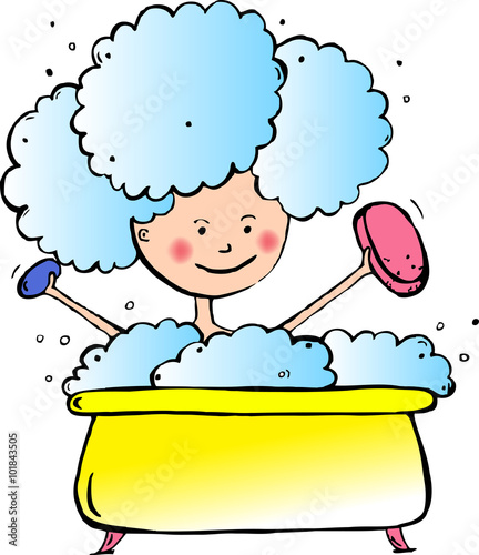 A child bathes in bath