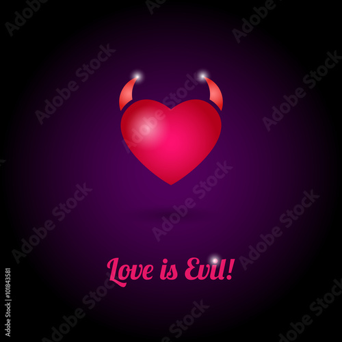 One red heart on a purple background