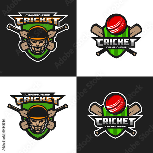 Set of  cricket sports  emblem.