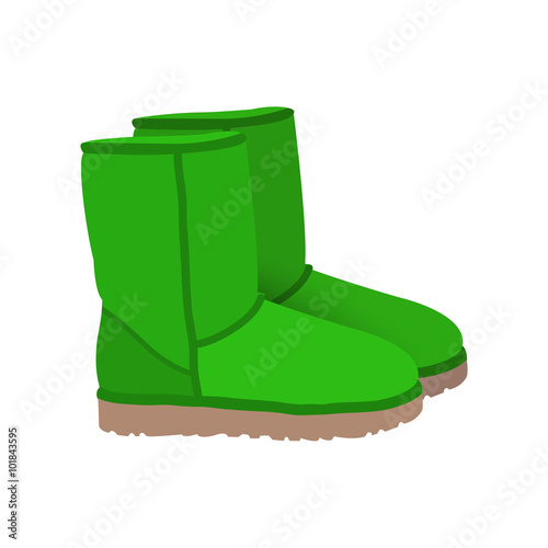 Lime green winter short boots vector