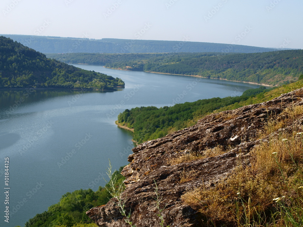 mountain river with a bird's-eye view