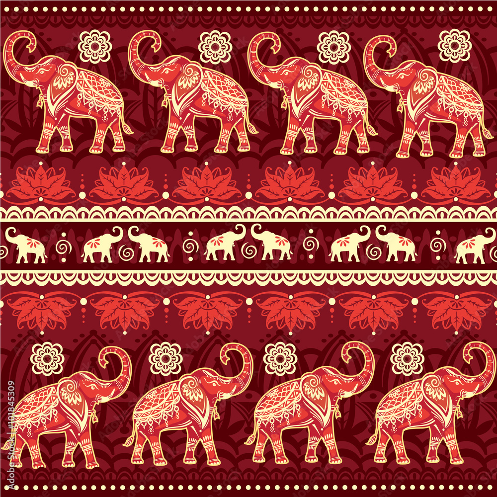 Foto Seamless pattern with elephants