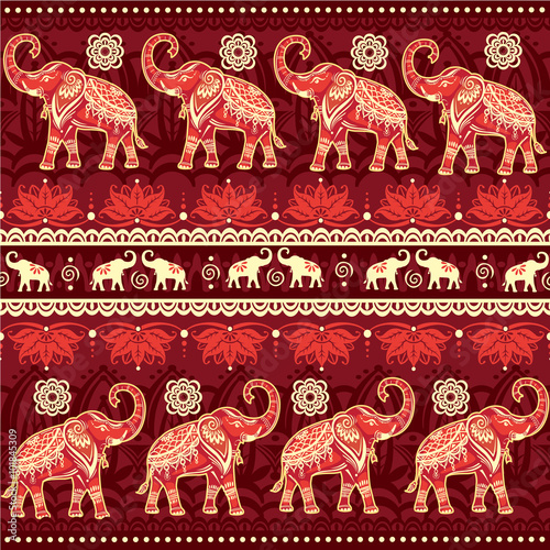 Canvas Print Seamless pattern with elephants