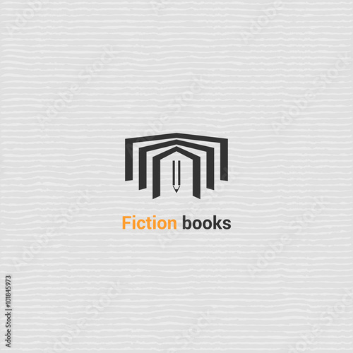 Bookstore vector logo template with open book. Vector icon for department in bookstore - Fiction books