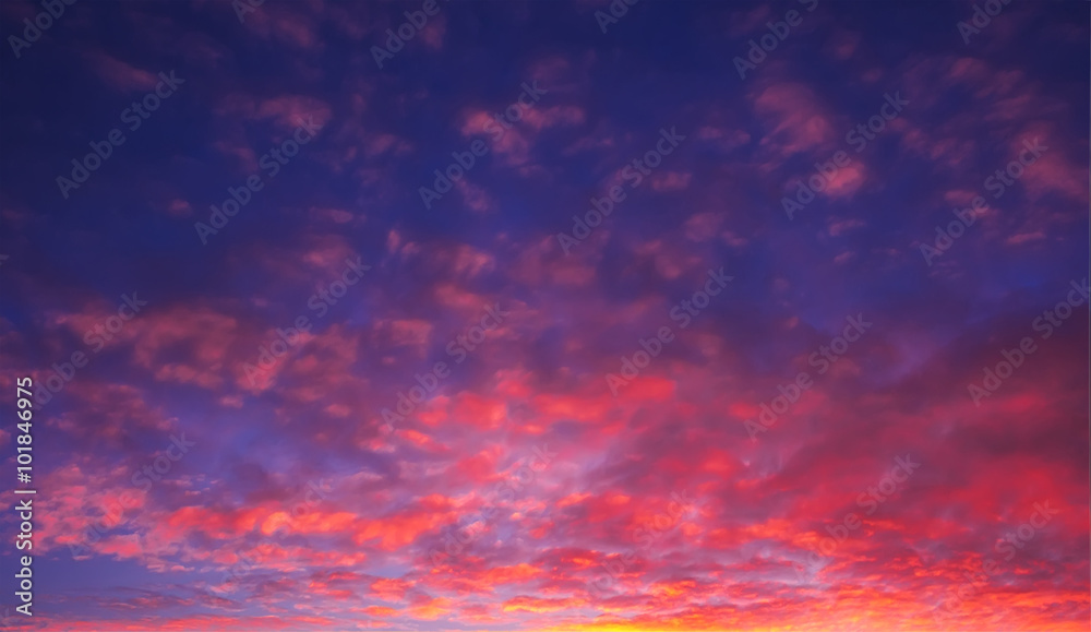 delightful fire pocked sky at sunset with sun rays