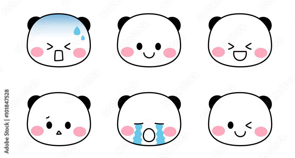 パンダのキャラクター 色んな表情のイラスト素材セット Stock イラスト Adobe Stock