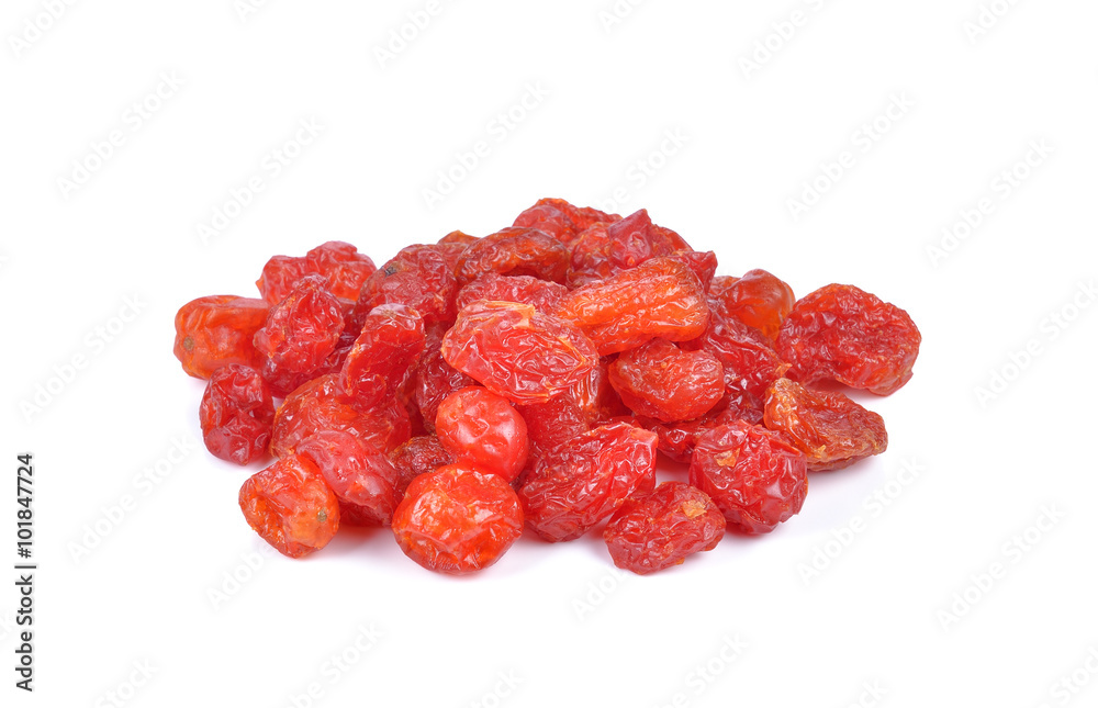 Sun-dried l tomatoes on white background Sun-dried l tomatoes on white background