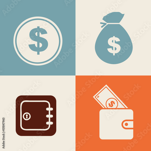 money set icons design