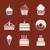 bakery set icons design