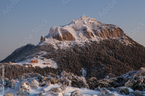winter houses on mountain