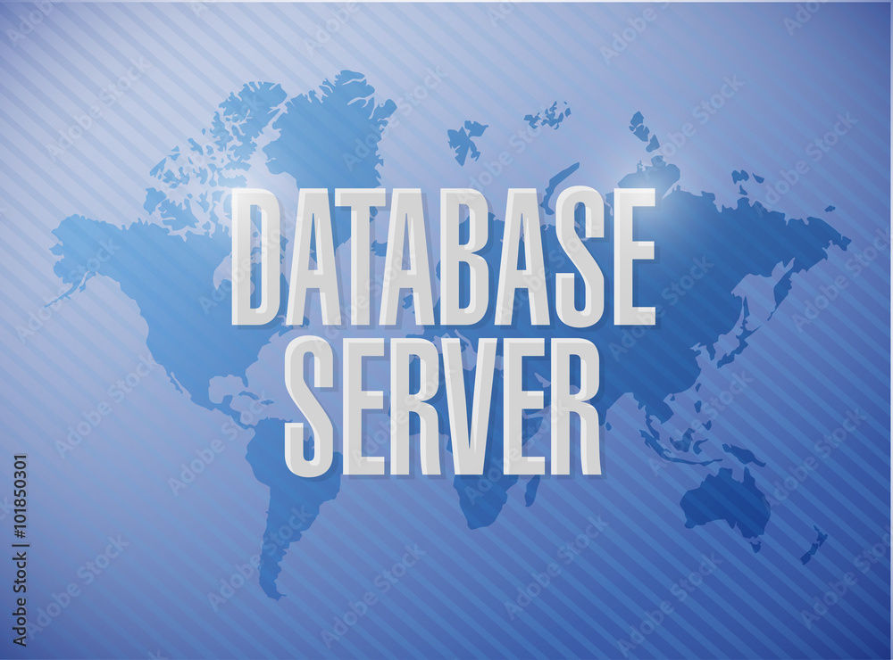 database server world map sign concept