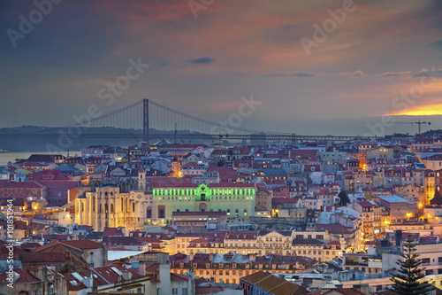 Lisbon. Image of Lisbon, Portugal during twilight blue hour.