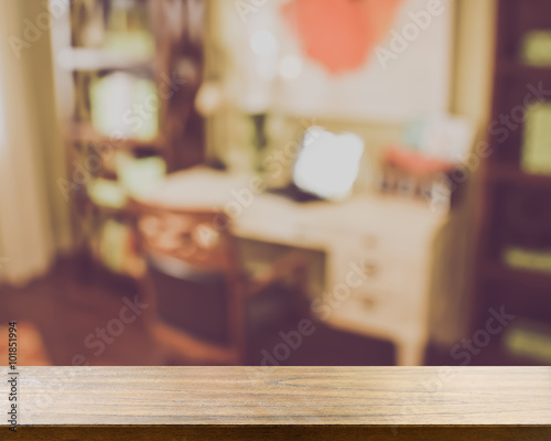 Blurred Office with Computer applying Retro Instagram Style Filt photo