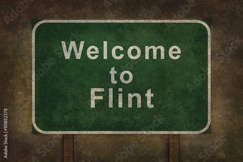 Принти на полотні Welcome to Flint Ominous roadside sign illustration