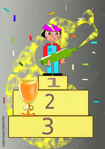 Ganador en el podium de la victoria.