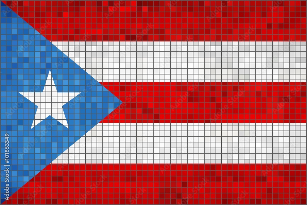 Φωτογραφία Flag of Puerto Rico - Illustration, 
Abstract Mosaic of Puerto Rican flags, 
G