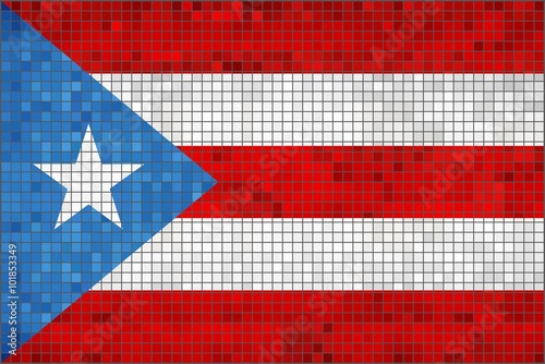 Flag of Puerto Rico - Illustration, Abstract Mosaic of Puerto Rican flags, Grunge mosaic Puerto Rico's flag, Abstract grunge mosaic vector