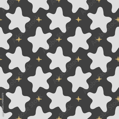 Vector seamless pattern stars in doodle style. Hand drawing.