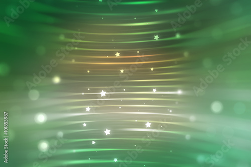 abstract background. Green background with waves and stars