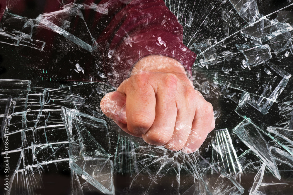 Fotografie Hand Through Window.