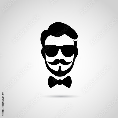Hipster face vector icon.