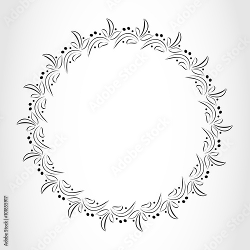 Laurel wreath cicle tattoo. Black stylized ornament, leaves with berry sign on white background. Victory, peace, glory symbol. Vector isolated