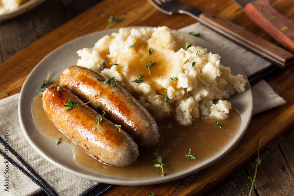 Fotografie Homemade Bangers and Mash