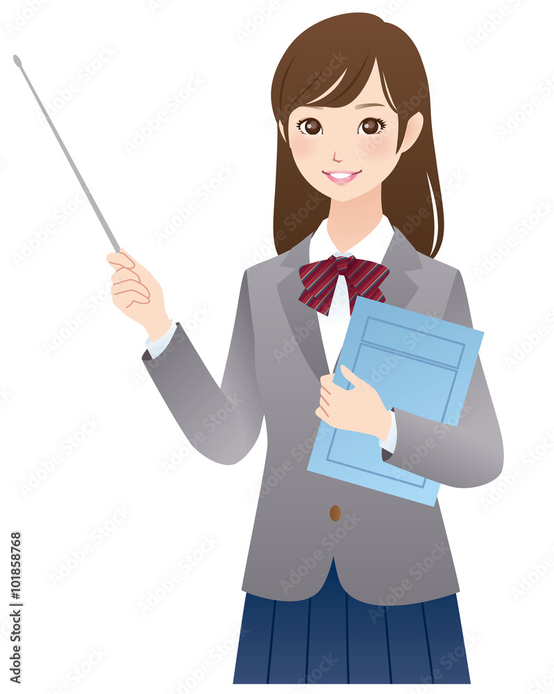 説明する学生　指し棒