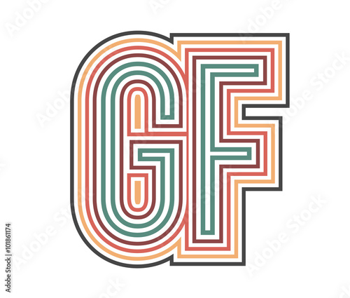 GF Retro Logo with Outline. suitable for new company.