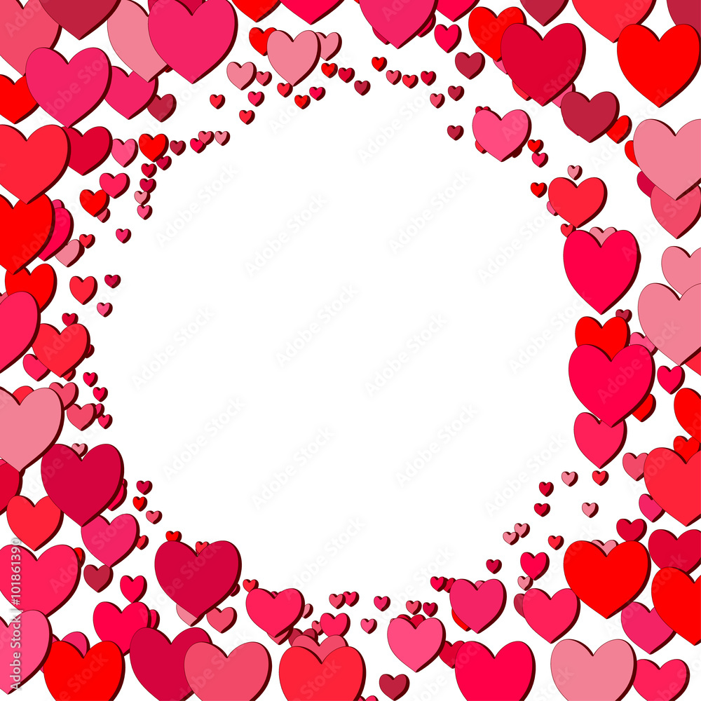 Valentines Day square frame with scattered hearts Valentines Day square frame with scattered hearts