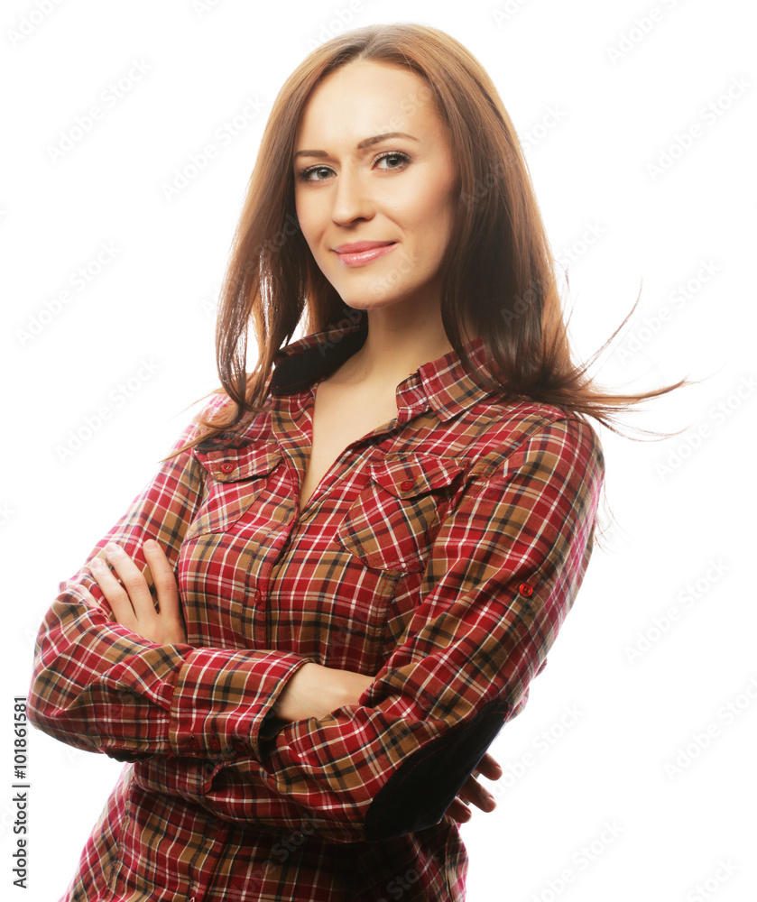 young brunette woman in shirt young brunette woman in shirt