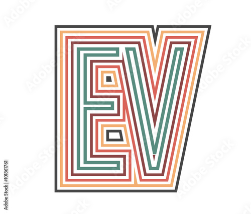 EV Retro Logo with Outline. suitable for new company.