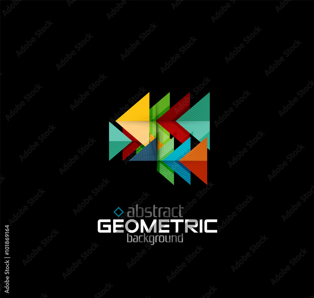 Vector color geometric shapes on black background