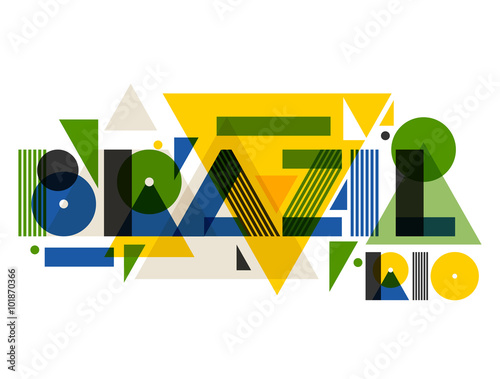 Brazil in abstract geometric style. Design for print on t-shirts, tourist brochure, advertising banner